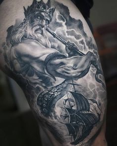 Fisherman Tattoo, Sailing Tattoo, Hades Tattoo, Zeus Tattoo, Tattoo Portrait, Realistic Tattoo Sleeve