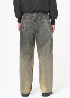 These relaxed-fit Noend Men's baggy jeans are crafted from 100% cotton with a non-stretch fabric and a soft, pre-loved denim feel. The leg offers a baggy fit with a slight puddle at the hem, and the vintage black wash creates a timeless look. Approximate Rise: 14.25" Inseam 30" Approximate Knee: 25.5" Leg opening: 22.5" Weight 12.5 oz denim 100% Cotton Made in USA Fall Cargo Jeans In Relaxed Fit Washed, Fall Washed Relaxed Fit Cargo Jeans, Distressed Relaxed Fit Pants For Fall, Relaxed Fit Distressed Pants For Fall, Faded Jeans With Standard Cut Leg For Streetwear, Faded Stonewashed Bottoms For Fall, Washed Tapered Leg Jeans For Streetwear, Faded Rigid Denim Bottoms With Standard Cut Leg, Baggy Distressed Washed Black Pants