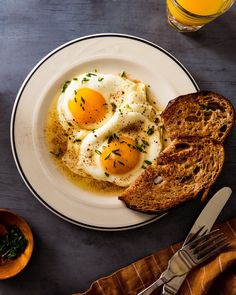 For a simple yet decadent breakfast, baste your eggs with hot melted butter as you fry them, then drizzle with a brown butter sauce. Pickled Rhubarb, Basted Eggs, Decadent Breakfast, Vietnamese Grilled Pork, Brown Butter Sauce, Gross Food, Asparagus Salad, Lobster Recipes, French Cooking