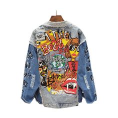 Graffiti Jacket, Jean Jacket Design, Graffiti Clothing, Jacket Trend, Hip Hop Jeans, Custom Denim, Painted Jeans, Denim Crafts, Jean Jacket Women