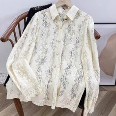 Embroidered hollowed-out shirts, versatile lace topsMaterial:laceColor:beige,blackStyle:stylishFeatures:chic,laceSize(CM):free 1inch=2.54cmlength:66,bust:100,sleeve:64&ltp&gtAll items will arrive in about 20-25 business days, if you have an emergency, please contact us to upgrade logistics.</p>&ltbr/>&ltp&gtNeed to add 16 dollars fast shipping(Arrive in 10-14 days).</p>&ltbr/> Casual Beige Lace Top, Beige Lace Blouse With Lace Work, Chic Beige Tops With Lace Work, Beige Long Sleeve Lace Top, Elegant Cream Top With Crochet Lace, Elegant Beige Crochet Lace Top, Elegant Cream Crochet Lace Top, Elegant Beige Lace Top With Crochet Details, Beige Lace Tops With Lace Patchwork