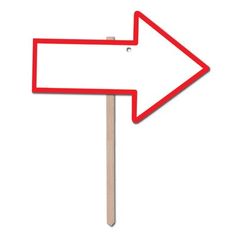 a red arrow pointing to the right on top of a toothpick with a white background