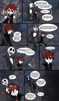 a comic strip with an image of the skeleton and jack - o'- lanterns