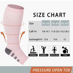 Plus Size Compression Socks Open Toe-Baby Pink | Moon Wood Supportive Breathable Fitted Socks, Breathable Supportive Stretch Socks, Pink Breathable Fitted Socks, Breathable Compression Knee-high Socks, Breathable Stretch Mid-calf Socks, Supportive Compression Socks, Breathable, Supportive Compression Socks With Breathability, Supportive Compression Breathable Socks, Breathable Supportive Knee-high Socks