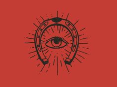 an all seeing eye on a red background