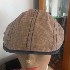 Nwt Stetson.100% Linen Casual Flat Cap Hats For Spring, Fitted Casual Flat Cap, Retro Brown Cotton Hat, Brown Cotton Retro Hat, Brown Retro Cotton Hat, Fitted Brown Casual Hat, Casual Fitted Brown Hat, Retro Beige Flat Cap, Fitted Casual Visor Hat