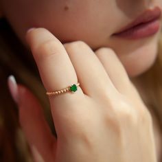 Minimalist Emerald Gold Ring! Emerald Ball Ring! Promise Ring! Minimalist rings are loved by women. All items in our store are 100 % handmade products. Don't forget to add the store to your favorites to be informed about discounts. We recommend that you remove your jewelry before doing any activity that may be considered abrasive. ❤️All products are made with love, labor and care. They bring you the best wishes. 🎁 All products are sent in special packages. It is sent in a special light box. 👋 Elegant Beaded Promise Ring, Minimalist Everyday Beaded Rings, Green Beaded Rings For Gift, Green Beaded Rings For Gifts, Emerald Solitaire Ring, Gold Emerald Ring, Smaragd Ring, Emerald Ring Gold, Dainty Gold Rings