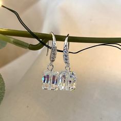 Swarovski Crystal drop earrings made wit 8mm crystals and a rhinestone lever back post Daughter Ring, Anklets Jewelry, Cube Earrings, Swarovski Crystal Drop Earrings, Crystal Anklet, Swarovski Crystal Jewelry, Swarovski Crystal Bracelet, Wedding Bridal Jewellery, Christian Jewelry