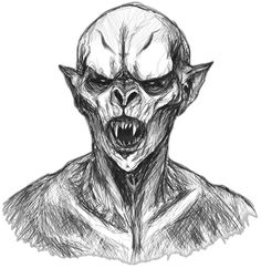 a drawing of a demon with its mouth open