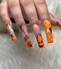 #follow #nailart #nails #nailsofinstagram #longnails #acrylicnails #halloween #beautyblog #blogging #blogger #blog Horror Nails, Nail Art Halloween, Holloween Nails, Halloween Acrylic Nails, Cute Halloween Nails, Dope Nail Designs, Long Acrylic Nails Coffin, Unique Acrylic Nails, Halloween Nail Designs