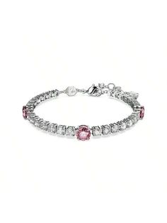 Rhodium-plated; Swarovski zirconia 
6.1"L with 1.7" extender; station: 0.2"L 
Lobster clasp closure 
Photo may have been enlarged and/or enhanced 
Imported 
Web ID: 4935364 
Matrix Round Cut Tennis Bracelet In Rhodium Plated Pink/Silver         Women Fashion Jewelry, size features are:Bust: ,Length: ,Sleeve Length: Watches Women Fashion, Tennis Bracelet, Womens Bracelets, Chain Bracelet, Rhodium Plated, Matrix, Lobster Clasp, Round Cut, Womens Watches