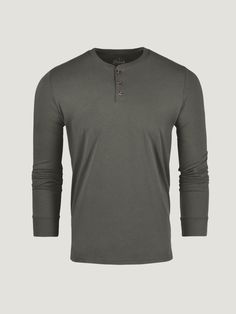 Stone Green Henley | Fresh Clean Threads Elegant Color, Green Long Sleeve, The Stone, Body Shapes, Fabric Color, Cool T Shirts, Quality Fabric, How To Look Better, Collar