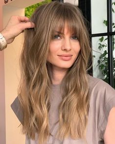 Bangs And Balayage, Messy Wavy Hair, Hair Change, Classic Wear, Hair 2024, Long Bangs, Wispy Bangs, Long Wavy Hair