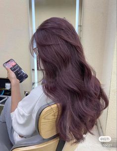 Purplish Red Hair Dye, Dark Cherry Hair Aesthetic, Plum And Brown Hair, Pinkish Purple Hair Color, Cherry Pink Hair Color, Plum Highlights In Brown Hair, Purple Tinted Brown Hair, Korean Color Hair, Mauve Brown Hair