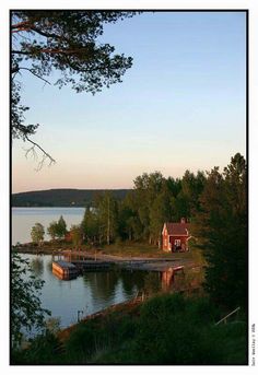 a house sitting on top of a lake surrounded by trees