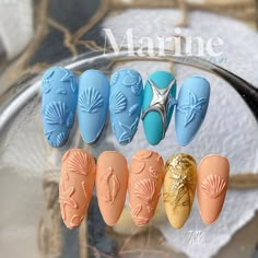 Nail Art Creative, Beach Nail, Beachy Nails, August Nails, Nail Techniques, Nail Designs Tutorial, Summery Nails, Mermaid Nails, Seasonal Nails