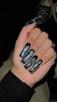 #juniorh #juniorhnails #sadboyz4life #sadboyz #nails #mexican Mexican Acrylic Nails Design, Ivan Cornejo Nails, Low Rider Nails, Chola Nails Designs, Mexican Acrylic Nails, Chicano Nails, Gangster Nails