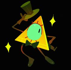 a triangle with a bow tie and a hat on it's head is surrounded by stars