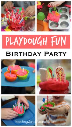 playdough fun birthday party with cupcakes, cake and other activities for kids