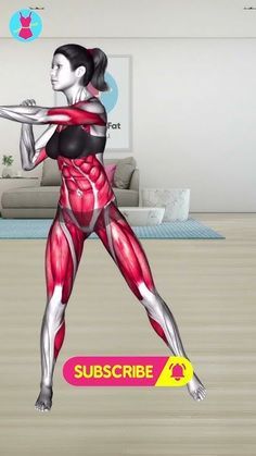 a woman is doing exercises in the living room