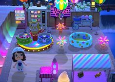 Acnh Theme Park Ideas, Acnh Plaza Carnival Ideas, Acnh Carnival Design Ideas, Acnh Amusement Park Design Ideas, Theme Park Animal Crossing, Animal Crossing Theme Park, Acnh Park Design Ideas, Amusement Park Animal Crossing, Animal Crossing Amusement Park Ideas