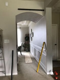 the hallway is being remodeled and ready for painting