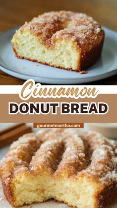 cinnamon donut bread on a white plate