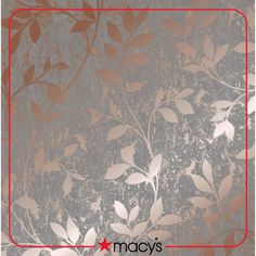 a silver and gold wallpaper with leaves on it