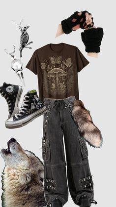 wolf therian outfit idea :3 Raccooncore Outfit, Wolf Outfit Ideas, Theriancore Outfit, Fall Inspo Outfits Aesthetic, Wolf Therian Outfit, Therian Clothing Style, Therian Outfits For School, Therian Fashion, Therian Outfit Ideas