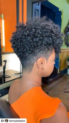 Styling Tapered Natural Hair, Short Mohawk Fade Women, Short Natural Hair Cuts For Black Women, Frohawk Natural Hair, Tapered Natural Hairstyles, Short Tapered Natural Hair, Natural Hair Fro, Coils On Natural Hair, Very Short Natural Hairstyles