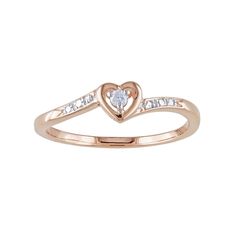 Accented with glittering diamonds, this Stella Grace heart ring is a charming complement to your wardrobe. Accented with glittering diamonds, this Stella Grace heart ring is a charming complement to your wardrobe.Click on this JEWELRY & WATCHES GUIDE to learn about fit, styles, materials and more! Width: 4.7 mm Metal: sterling silver Plating: 18k rose gold flash plated Finish: polished Packaging: boxedDIAMOND DETAILS Total weight: less than 1/10 ct. Color grade: G-I Clarity: I2-I3 Shape: round S Diamond Glitter, Pink Tone, Silver Diamonds, 18k Rose Gold, Diamond Rings, Heart Ring, Jewelry Watches, Glitter, Rose Gold