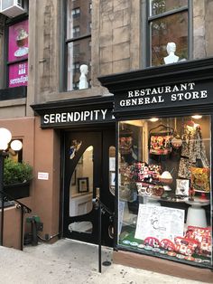 the storefront of a restaurant called serendipity general store in new york city