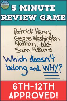 a sign that says 5 minute review game which doesn't belong and why?