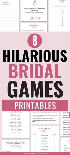 Hilarious Bridal Games Printable Bridal Shower Game Ideas, Party Games Printable, Games For Fun, Bridal Games