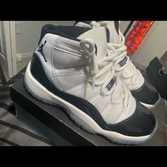 Air Jordan Concord 11’s ! Wore Twice Still In Great Condition Like It’s Brand New ! Comes With Box ! Boys Size 6.5 White Jordan Casual Shoes With Air Cushioning, White Jordan Shoes With Air Cushioning For Streetwear, Casual White Jordan Shoes With Air Cushioning, White High-top Jordan Shoes With Air Max Cushioning, White High-top Custom Sneakers With Air Cushioning, Jordan Concord 11, Jordan Concord, Concord 11, Jordan 11s