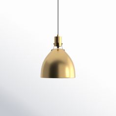 a gold pendant light hanging from a ceiling