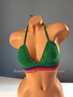 "If you want to see my other handmade bikini and pareos; https://www.etsy.com/shop/yarnisland?ref=seller-platform-mcnav&section_id=28064187 Handmade with 100% high quality cotton yarn. Indispensable for summer fashion and festivals, great crochet top. You can make great combinations with your shorts and jeans. Its material is very strong and is knit frequently for minimal transparency. Color; Green SIZING: If you are not sure which size to choose for your size, please choose from the size ch Green Crochet Top, Clothing Crochet, Handmade Bikinis, Festival Crop Tops, Crochet Halter Top, Woman Top, Green Crochet, Crochet Halter, Crochet Halter Tops