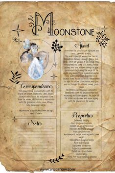 Moonstone Magical Properties, Moonstone Witchcraft, Crystal Book, Elemental Magic, Grimoire Book, Magic Stones