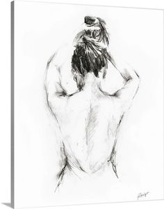 a drawing of a man with his back to the camera