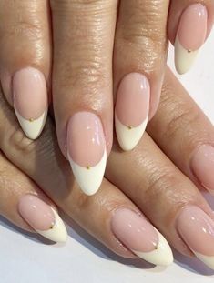 A classic brought up to date! We LOVE this classy AF almond french with gold accents ⚡️ In love! Nails by @i_heart_nailart #frenchmanicure Almond Nails French, Smink Inspiration, Almond Nails Designs, Makijaż Smokey Eye, Almond Acrylic Nails, Almond Nail, Tip Nails, Nails Almond, Minimalist Nails