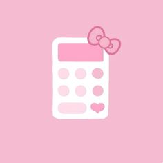 a pink calculator with a bow on it's head and hearts around the neck