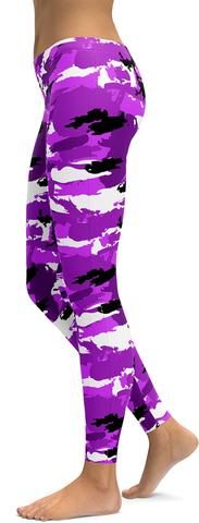 Purple Camo Leggings - GearBunch Leggings / Yoga Pants Camo Clothes, Camo Bathing Suit, High Waist Sports Leggings, Camouflage Leggings, Purple Camo, Fitness Activewear, Buy Leggings, Pink Camouflage, Color Block Leggings