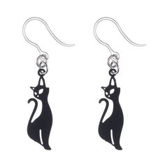 Break out of the rut and add some puuurr-fect fluff to your look with our Cat Earrings (Dangles)! The super charm-ing earrings feature hypoallergenic plastic hooks, so you can wear them without making your ears grumpy. Meow-ve over boring jewelry and say hello to these purrrr-fectly cute accessories! Earring length: 42mm Trendy Black Jewelry With Cat Design, Black Cat Design Drop Earrings, Novelty Black Cat Design Jewelry, Black Cat Design Novelty Jewelry, Black Novelty Jewelry With Cat Design, Novelty Black Jewelry With Cat Design, Black Cat Ears Jewelry For Gifts, Black Cat Ears Jewelry As A Gift, Earrings For Sensitive Ears