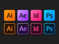 adobe and photoshopped icons in different colors