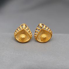 Gift Yellow 22k Gold Earrings, 22k Yellow Gold Earrings For Gift, Hallmarked 22k Gold Earrings For Gifts, Yellow Gold Stud Earrings, Fancy Dress Design, Gold Stud Earrings, Handmade Jewelry Gift, Gold Stud, Dress Design