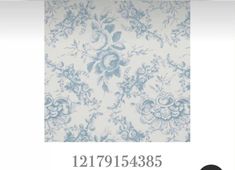 a blue and white floral wallpaper with the words, 121713385