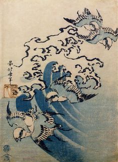 Hokusai Katsushika, Printed Tile, Printed Coasters, Finches, Water Spray, The Wave, Japanese Artists, Woodblock Print