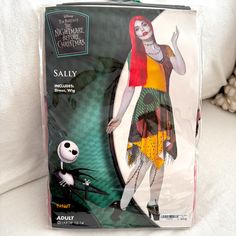 a box with an image of a woman in a costume on it's side