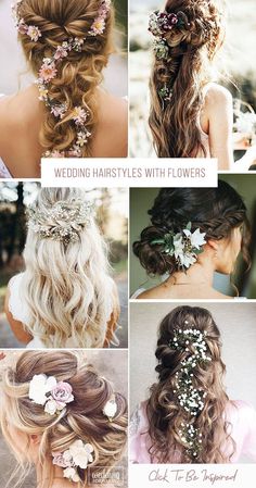 wedding hairstyles with flowers on the side and in different styles for brides