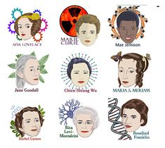 an image of people with different facial expressions on their faces and the words women in science written below them